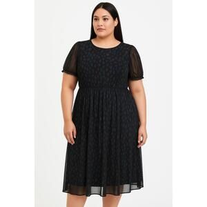 Torrid Dress Womens 1X‎ Black Short Sleeve Sheer Pullover Casual Stretch